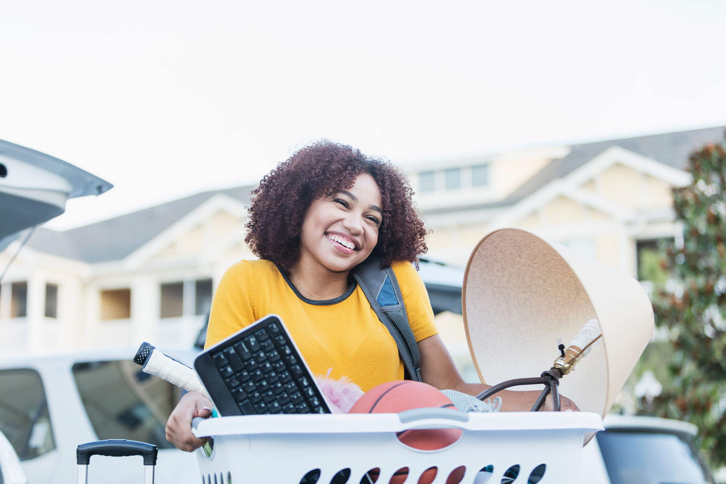 Young woman moving to college