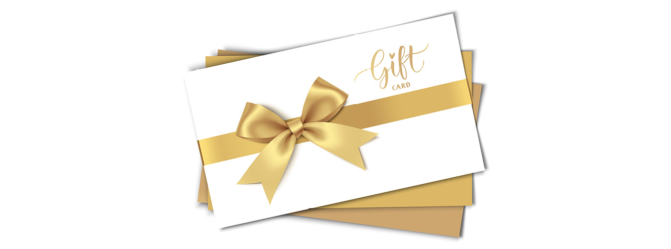 Stack of white and gold gift cards